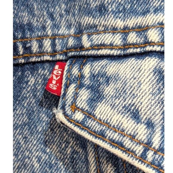 Vintage 1980's LEVI'S USA Mens Small Acid Wash Blue Denim Trucker Sherpa Jacket - Picture 5 of 8